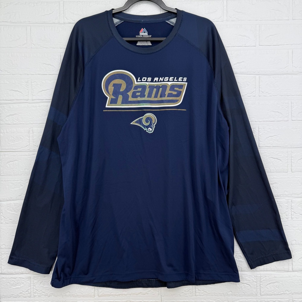 Majestic Los Angeles Rams Shirt Mens 2XL Navy Blue Long Sleeve NFL Football